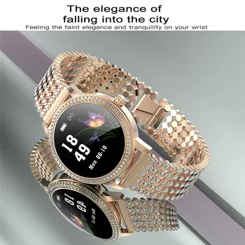 Diamant-studded Smart Hodinky 2020 Pre Ženy Krásne Ocele Športové Hodinky vodotesné IP68 Fitness náramok Srdcovej frekvencie LW20 Smartwatch