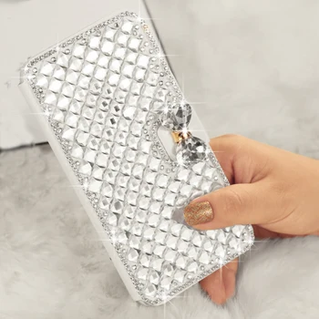 Diamond Flip Kožené Peňaženky obal pre Samsung Galaxy S20 Ultra Note10 Plus 5G S10 S9 S8 S10e S7 S6 Okraji Luxusné Bowknot Úplné Pokrytie