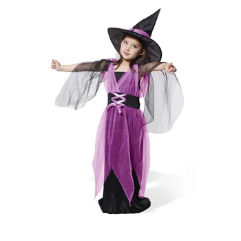 Dievčatá, Cosplay Kostýmy pre Deti Čarodejnice Šaty Oblečenie Halloween Kostýmy Darčeky pre Dievča S Klobúkom Party Šaty