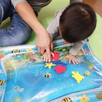 Dieťa Dieťa Hrať Mat S Magic Zem Ryby Zahustiť PVC s Nafukovacou Bruško Dieťa Čas Batoľa koberec s rybami pre deti