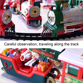 Dieťa Klasické Zvuky Vianočné Elektrické Koľajového Vozidla Vlakovej súpravy Železničných Tratí s Hudbou Svetlo Deti Hračka Darček