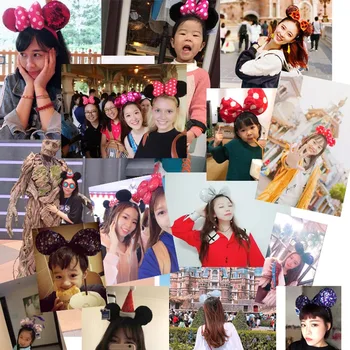 Disney 3D Minnie Mickey Uši Disneyland Vlasy Hoop Kráska A Zviera hlavový most Strane pokrývky hlavy Dievča Hračky Narodeninovej Párty Dekorácie