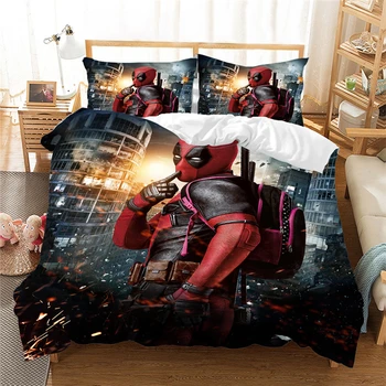 Disney Deadpool 3D posteľná bielizeň nastaviť Polyester Perinu nastaviť cumlík posteľná bielizeň súpravy (NIE list) posteľná bielizeň nastaviť King size Queen
