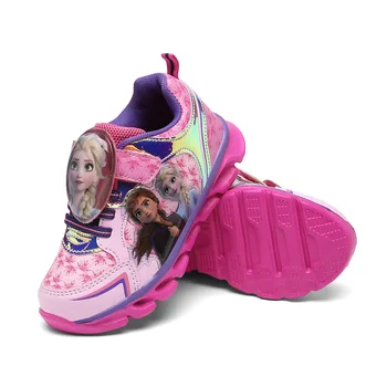 Disney Karikatúry Mrazené 2 deti ležérne topánky dievčatá športové topánky bežné LED svetlo, blesk topánky dieťa elsa princezná topánky