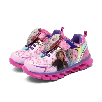 Disney Karikatúry Mrazené 2 deti ležérne topánky dievčatá športové topánky bežné LED svetlo, blesk topánky dieťa elsa princezná topánky