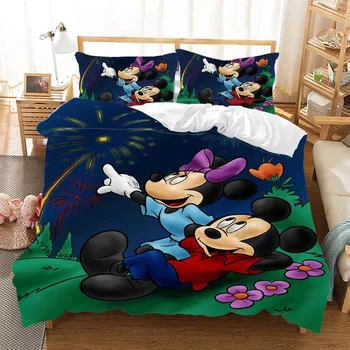 Disney Mickey Minnie mouse Cartoon posteľná bielizeň Nastaviť Krásny Pár jedného Twin Plný Kráľ Perinu obliečka na Vankúš darček pre deti