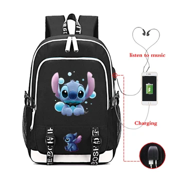 Disney Steh cestovná taška Školy Taška cez usb Oxford Batoh Lilo A Stitch Teenagerov Batoh Laptop taška Darček k narodeninám