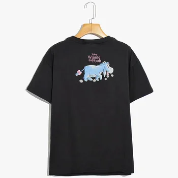 Disney T-Shirt Harajuku Medvedík Pú Eeyore Somár Karikatúra Tlače Krátky Rukáv Ročníka Ženy Bavlny O-Krku Ženský Čaj Topy