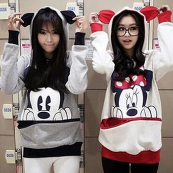 Disney žena s kapucňou, Mickey Mouse jeseň a v zime kórejské oblečenie pre ženy plus tuku veľkosť mikina s kapucňou cartoon oblečenie