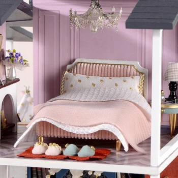 DIY 3D Drevené Miniatúrne Doll House Auta Romantické Vily Budovy Montáž Model Kabíne Domáce Dekorácie Vianoce, Narodeninové Darčeky