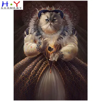 DIY 5D Diamond Maľovanie kreslených Mačka kráľovná Obraz Kamienkami Ručné Plný Diamond Výšivky Cross Stitch