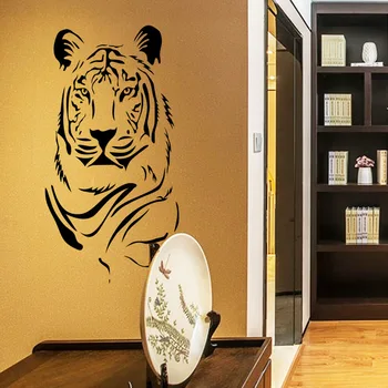 DIY Black Tiger Samolepky na Stenu 3D Tvorivé Vymeniteľné Vinyl umenie Obtlačky Domova Žijúcich Zvierat, Obývacej Izby, Spálne Dekorácie