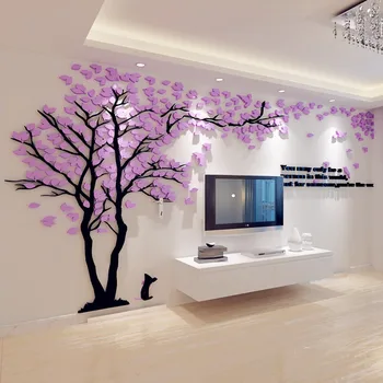 DIY Pár strom 3d akrylové samolepky na stenu obývacia izba gauč TV pozadí steny vnútorné miestnosti teplé dekorácie domova 2.8*1,5 M