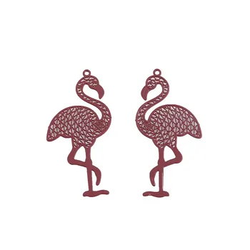 DIY Ručne vyrábané Ozdoby Príslušenstvo Zliatiny Grind Arenaceous Farba Čínskeho Štýlu Kvetinové Vzory Oválne Flamingo Ucho Stud Materiál