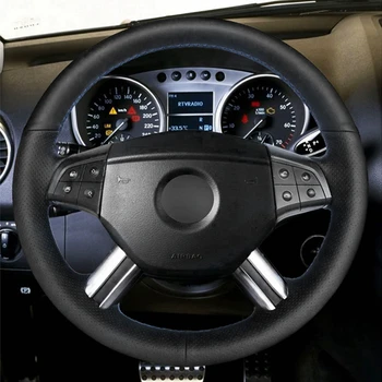DIY Čiernej Umelej Kože Volante Vozidla Kryt pre Mercedes Benz W164 M-Class ML350 ML500 X164 GL-Class GL4