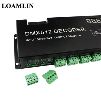 DMX 512 Dekodér Led Controller 24Channel * 3A Pre LED Pásy Svetla DC5V-24V