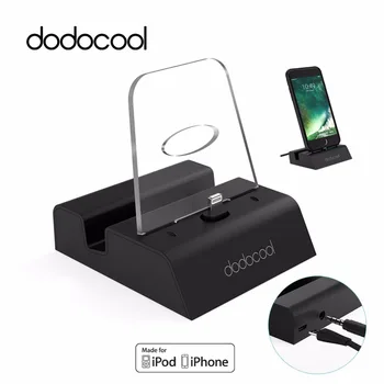 Dodocool Pfi Certifikované Nabíjačka Telefónu Nabíjací Dock Stanica Pre iphone 7 plus Desktop Dokovacej Nabíjačku s 3,5 mm Audio pre iPhone
