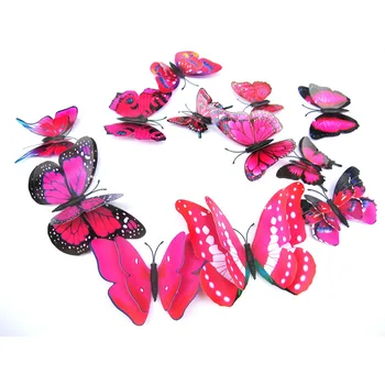 Dom LC Nové 12x 3D Butterfly Stenu, Nálepky, Chladnička Magnet Izba Dekor Odtlačkový Nášivka Adesivos De Parede hot predaj