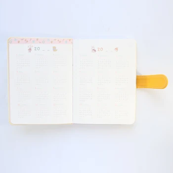 Domikee roztomilý kreslený princezná série škole študent kožené mesačné týždenný plánovač notebooky, grafické efekty,kawaii dieťa denník darček,A6