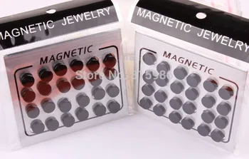 Doprava zadarmo 24pcs 8 mm čierny magnet kruhu roud stud náušnice magnetické náušnice falošné ucho stud ear piercing šperkov