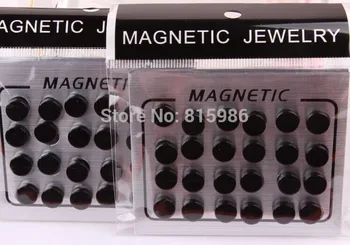 Doprava zadarmo 24pcs 8 mm čierny magnet kruhu roud stud náušnice magnetické náušnice falošné ucho stud ear piercing šperkov