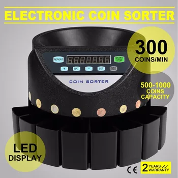 Doprava zadarmo, Euro Mince Počítadlo 300 Mincí za Minútu Automatické Mince Triedič Prasiatko Mince Počítadlo s LED Displejom