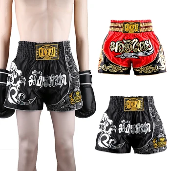Doprava zadarmo Mužov box tlač vzor Šortky, nohavice Kick Boxing Muay Thai Kráľ MMA Nohavice thajský box dospelých Uhol šortky