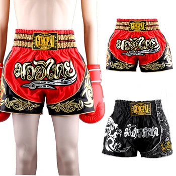 Doprava zadarmo Mužov box tlač vzor Šortky, nohavice Kick Boxing Muay Thai Kráľ MMA Nohavice thajský box dospelých Uhol šortky