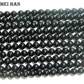 Doprava zadarmo prírodné 6 mm (cca 60beads/set) black spinell hladké kolo voľné korálok, kameňa pre šperky, takže DIY dizajn