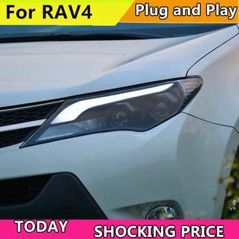 Doxa Auto Styling na roky 2013-Nová toyota RAV4 LED Svetlomety RAV 4 Reflektor LED DRL Bi Xenon Šošovky, Vysoká Nízka Lúč Parkovacie Predné Hmlové