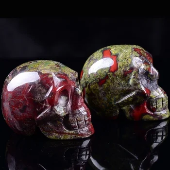 Dragon Blood Stone Reiki Crystal Skull Uzdravenie Živé Kostry Socha Dekor