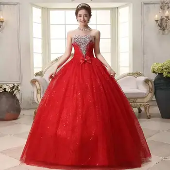 Drahokamu bez ramienok svadobné šaty plus veľkosť svadobné šaty vestidos de novia 2020 červené svadobné šaty