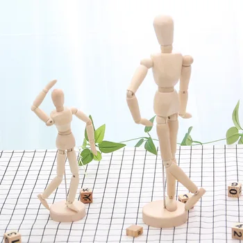Drevené Bábiky Figúrka Deti Hračka Spoločný Model Flexibilné Hnuteľného Človek, Umelec Malé Dreva Spoločné Bábkové pre Dieťa Domáce Dekorácie