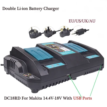Dual USB Port Fast 4A Výstupný Výkon Nástroj Nabíjačka Pre Makita 14,4 V 18V BL1415 BL1430 BL1840 BL1830 BL1440