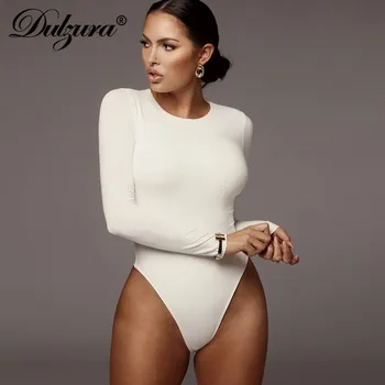 Dulzura bavlna ženy kombinézu o krk dlhý rukáv pevné bodycon sexy strana 2019 jeseň zimné oblečenie, streetwear úrad orgán