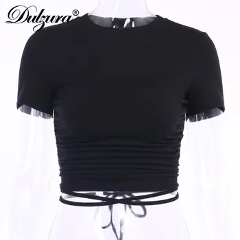 Dulzura obväz backless ženy tričko plodín top bodycon sexy streetwear strana 2020 letné oblečenie strany klubu roztomilý kórejský ruched