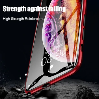 Dvojité Bočné Skla 360 Magnetické Adsorpcie puzdro Pre iphone 12 11 Pro Max XR X XS Max 7 8Plus Shockproof Predné+zadné Tvrdené Sklo