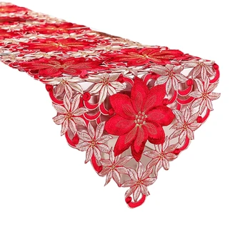 Dvojité Hrúbka Červená Rustikálny Cutwork Vyšívaný Kvetinový Stolové Prestieranie Vianočné Ozdoby Vysokej Kvality Pre Domáce Stravovanie