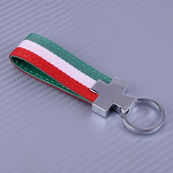 DWCX Taliansko talianskej Vlajky Tlačidlo Popruhu Keychain PU Kožené Krúžok vhodné na Alfa Romeo
