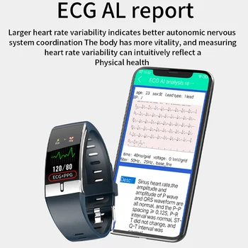 E66 EKG PPG Inteligentný Náramok Telesnej Teploty Monitor Smart Pásmo Tepovej frekvencie, Krvného Tlaku SPO2 Náramok Vodotesný IP68 1.08