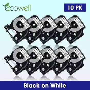 Ecowell 10pcs kompatibilný pre Dymo LW 280 160 label maker 12mm 45013 laminované označenie páskou na D1 45013 Čierne na Bielom páse s nástrojmi