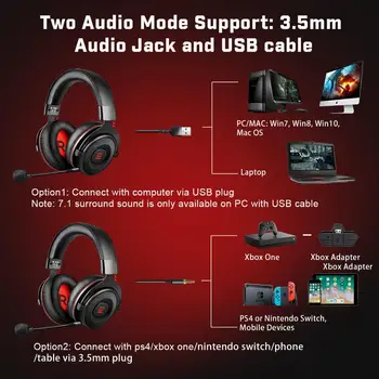 EKSA E900 PRO Hráčsky Headset 7.1 Priestorový Zvuk, 3,5 mm/USB Konektor Káblové Herné Slúchadlá Pre PC/Xbox/PS4 s Šumu Mikrofónu