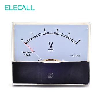 ELECALL 44C2 5V DC Panel Analógový Merač Voltmeter Mechanické Hlavičky Voltmeter