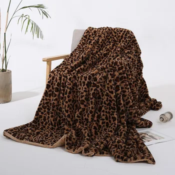 Elegantné Leopard Dizajn Fuzzy Deka Listy Super Mäkké Králik Kožušiny Crystal Krátke Plyšové posteľná bielizeň Gauč Kryt 130*160 cm/160 x 200 cm