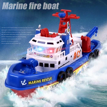 Elektrické Vysokej Rýchlosti, Hudby Ľahký Čln Hračky Pre Deti Námorné Záchranné Model Fireboat Chlapci Rozstrekovaný Požiaru Lodi Vzdelávacie Hračka