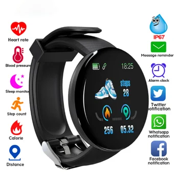 Elektronické D18 Smart Hodinky Muži Ženy Krvný Tlak Kolo Bluetooth Smartwatch Nepremokavé Športové Hodinky Pre Android Ios