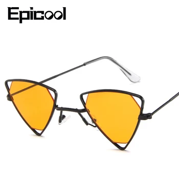 Epicool Retro Výrez Trojuholník slnečné Okuliare Ženy Klasický Hliníkový Rám Tichom Šošovky, Slnečné okuliare Jedinečný Punk Style slnečné Okuliare oculos