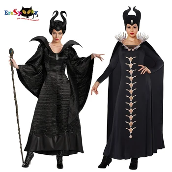 Eraspooky Filme Maleficent 2 Cosplay Halloween Kostým Pre Ženy, Dospelých Maleficent Horn Black Queen Šaty Plášť Purim Party Oblečenie