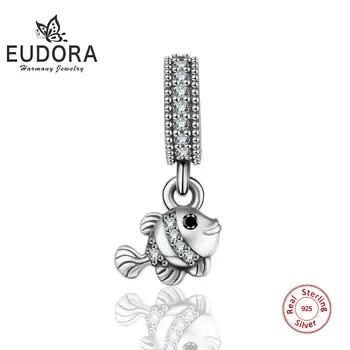 Eudora 925 Sterling Silver Tropické Ryby Charms Nosenie Náramkov & Bangles DIY Šperky pre Ženy, Darčeky Módny Prívesok Príslušenstvo
