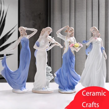 Európska Keramické Krásy Figúrka Bytového Zariadenia, Remeslá Dekorácie Západnej Lady Dievčatá Porcelánu Remeselné Ornament Svadobný Dar